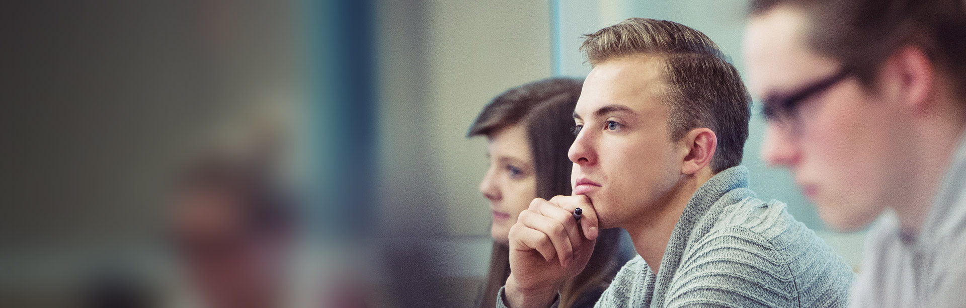 Graduate student in classroom at UBC Okanagan